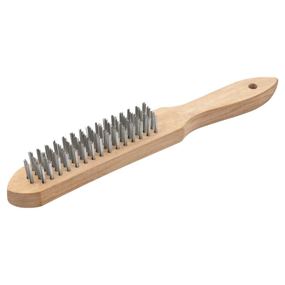 Escova Manual com Cerdas de A&ccedil;o 4 Fileiras com Cabo de Madeira Vonder